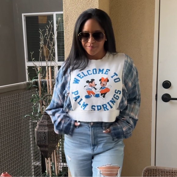 Welcome to Palm Springs Disney Mickey & Minnie Mouse reworked sweatshirt - Picture 1 of 8